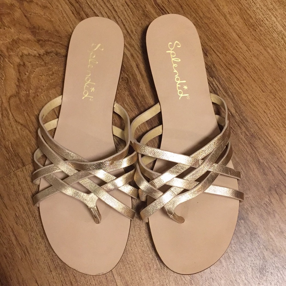 Rose gold strappy sandals